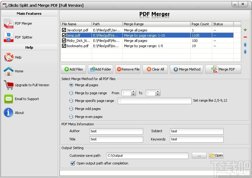 Okdo Split and Merge PDF(PDF拆分合并工具)
