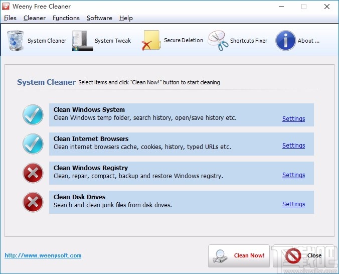 Weeny Free System Cleaner(系统垃圾清理工具)