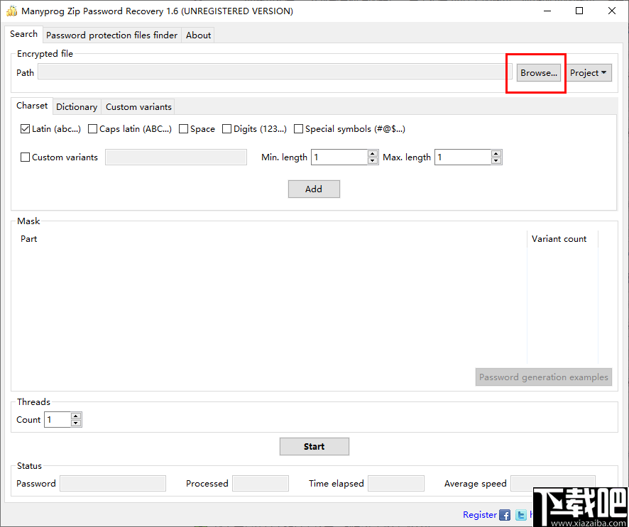Manyprog Zip Password recover(密码恢复软件)