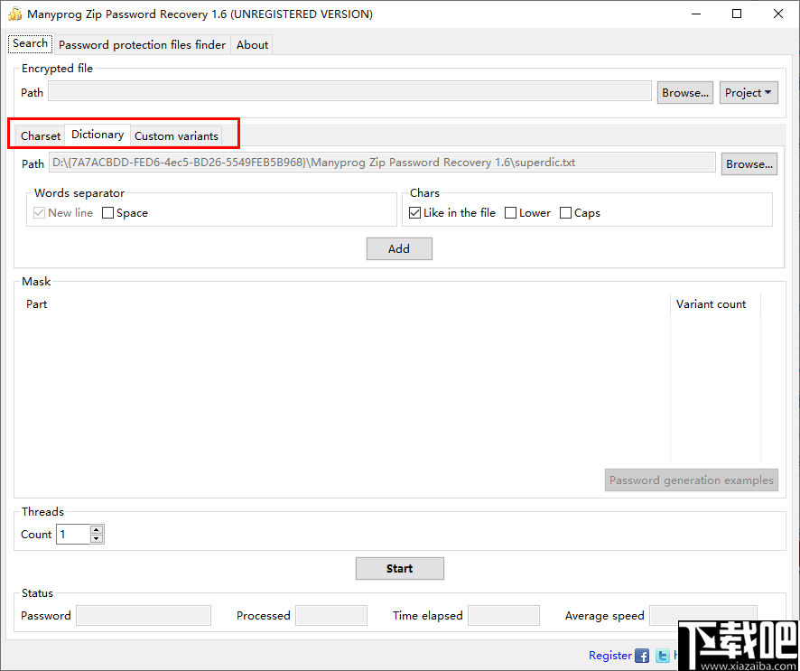 Manyprog Zip Password recover(密码恢复软件)