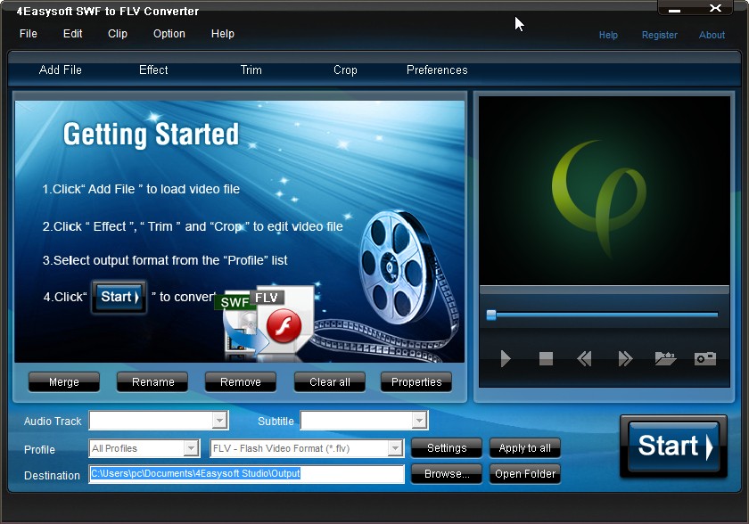 4Easysoft SWF to FLV Converter转换视频格式的方法