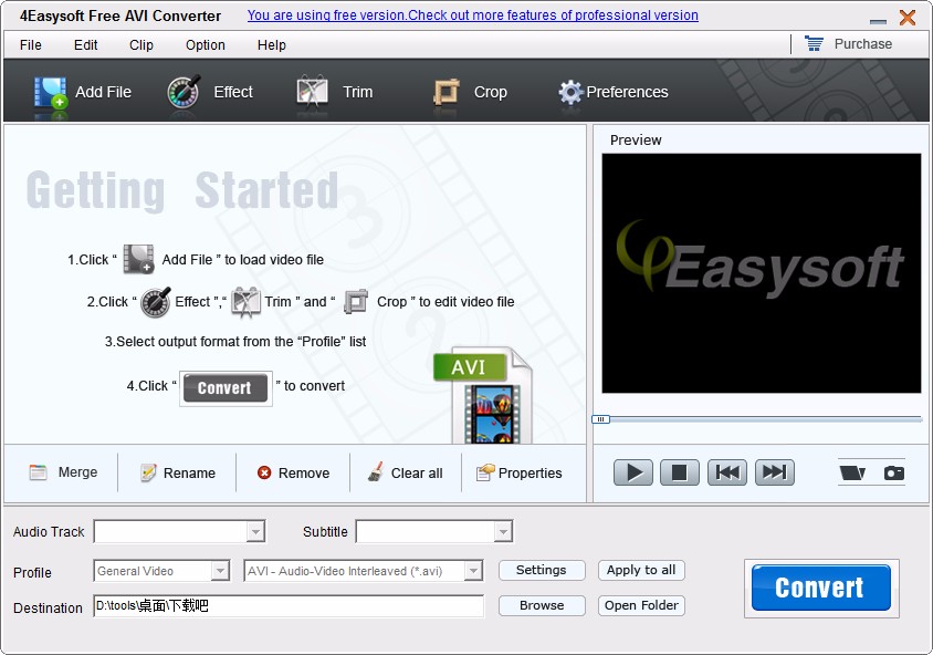4Easysoft Free AVI Converter给视频添加文字水印的方法