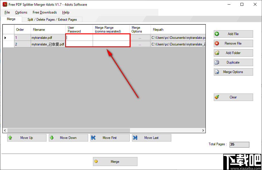 Free PDF Splitter Merger 4dots(PDF分割合并软件)