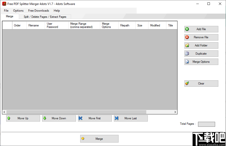 Free PDF Splitter Merger 4dots(PDF分割合并软件)