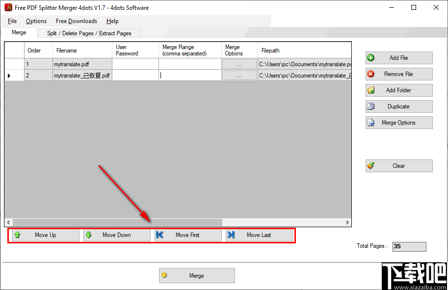 Free PDF Splitter Merger 4dots(PDF分割合并软件)