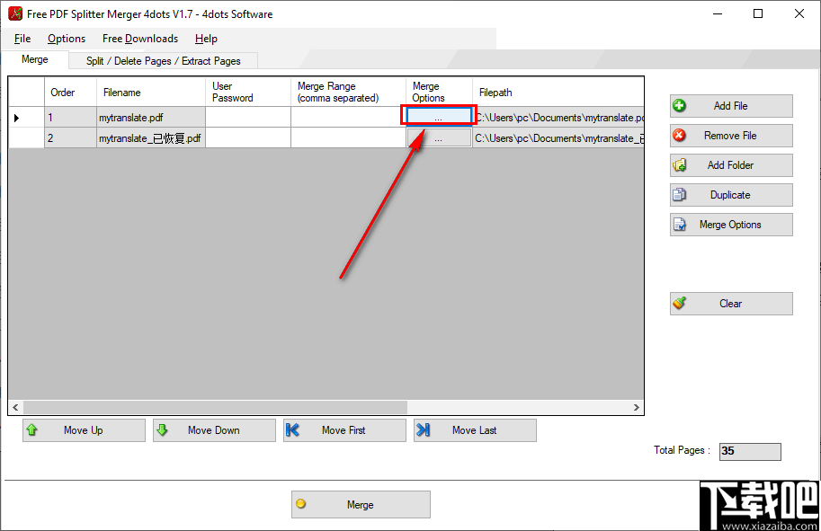 Free PDF Splitter Merger 4dots(PDF分割合并软件)