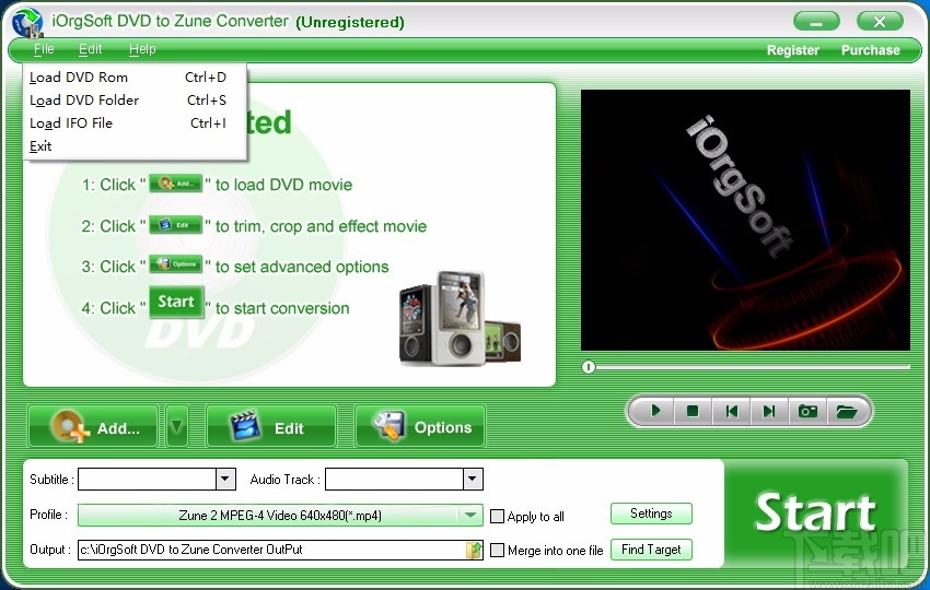 iOrgSoft DVD to Zune Converter(DVD转Zune视频格式转换器)