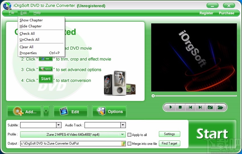 iOrgSoft DVD to Zune Converter(DVD转Zune视频格式转换器)