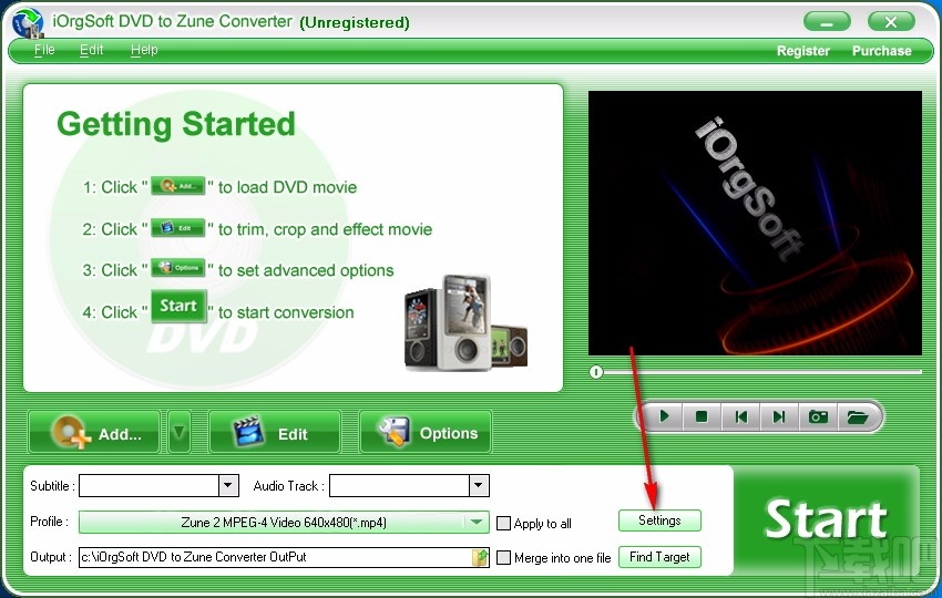 iOrgSoft DVD to Zune Converter(DVD转Zune视频格式转换器)
