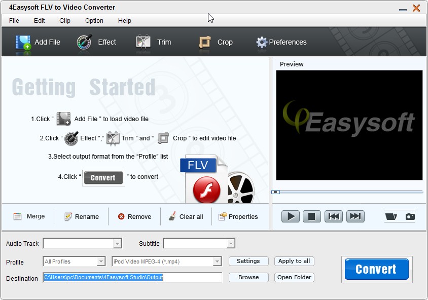 4Easysoft FLV to Video Converter转换视频格式的方法
