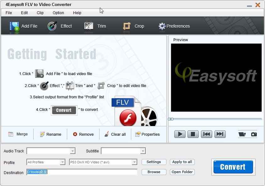 4Easysoft FLV to Video Converter给视频添加水印的方法