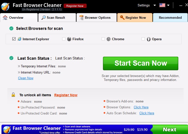 Fast Browser Cleaner清理浏览器的方法