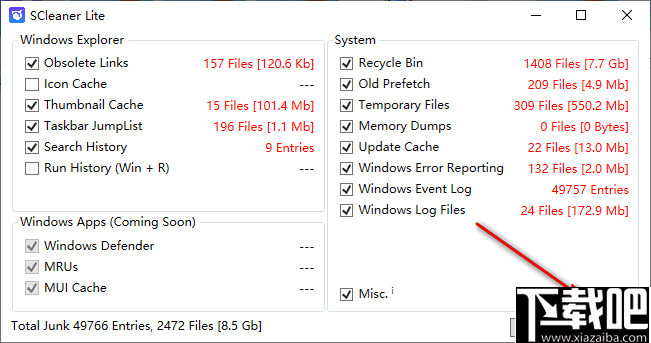 SCleaner Lite(一键式系统清洁器)