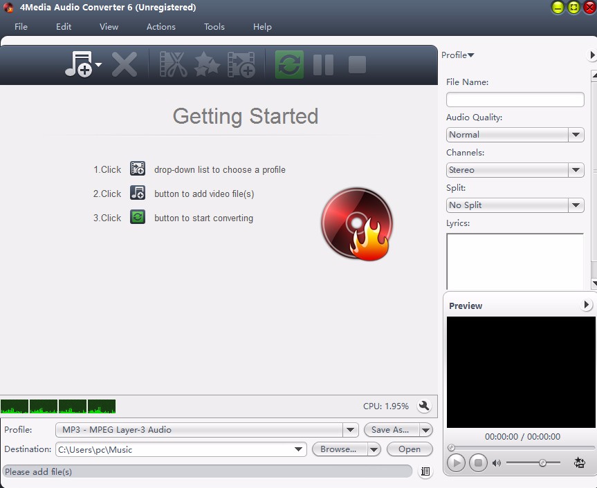 4Media Audio Converter设置中文的方法