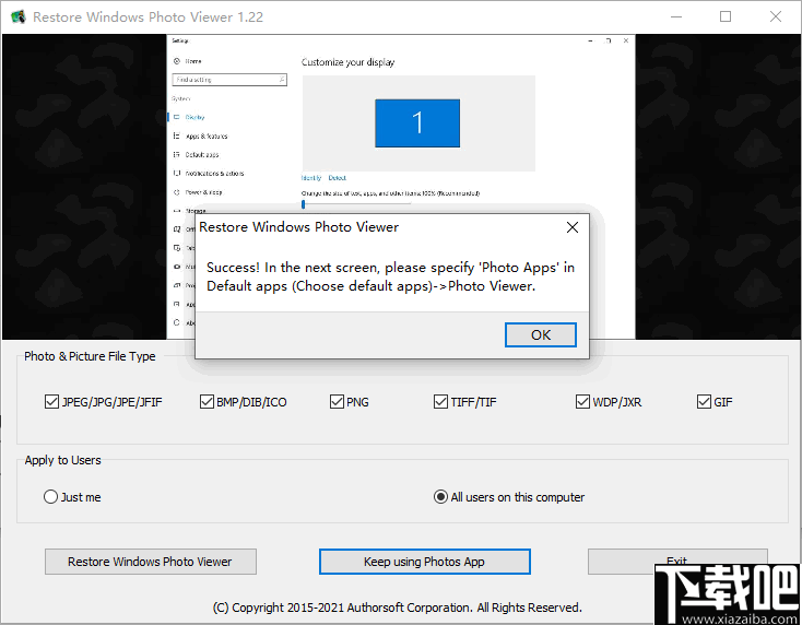 Restore Windows Photo Viewer(照片查看器还原工具)