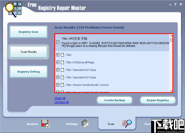 Free Registry Repair Master(注册表修复工具)