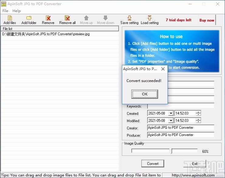 ApinSoft JPG to PDF Converter(JPG转PDF转换器)