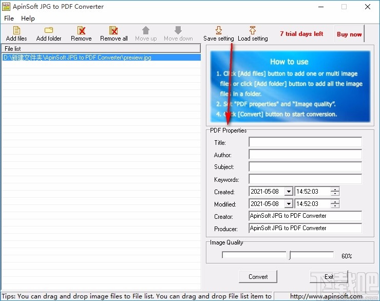 ApinSoft JPG to PDF Converter(JPG转PDF转换器)