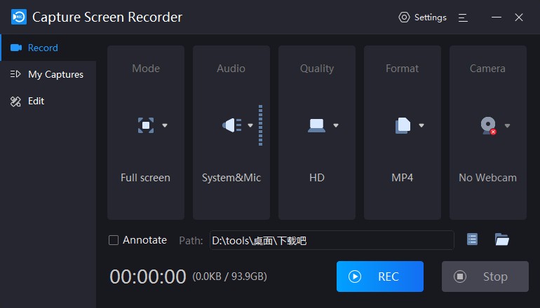 Capture Screen Recorder设置中文的方法