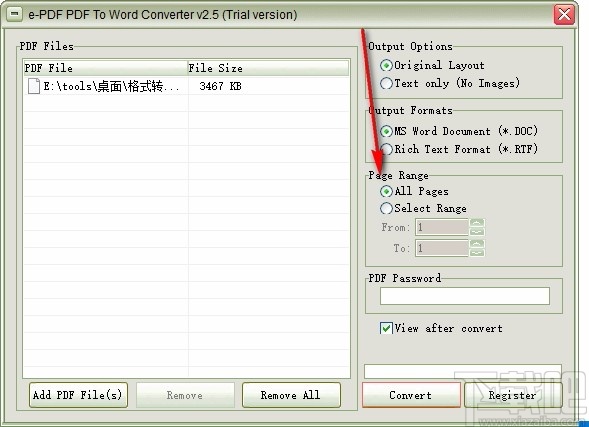 e-PDF PDF to Word converter(PDF转Word转换器)
