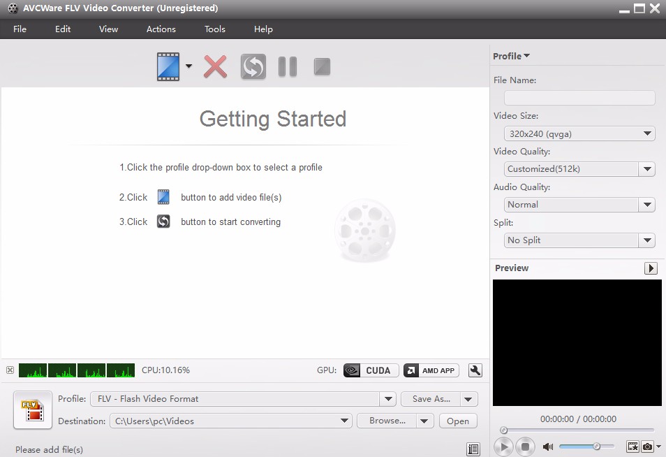 AVCWare FLV Video Converter设置中文的方法