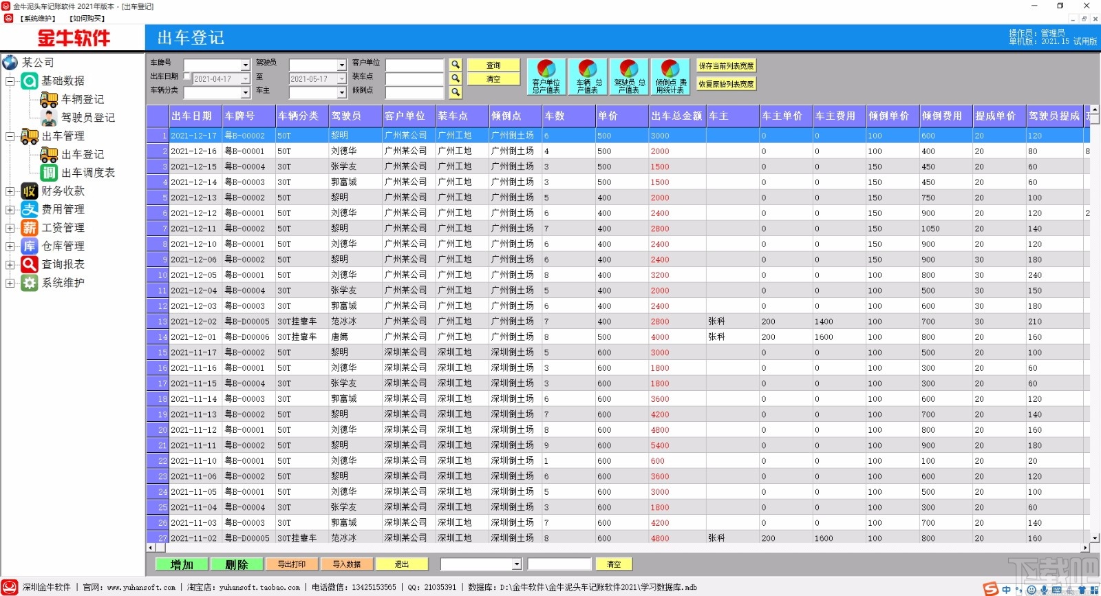 金牛泥头车记账软件
