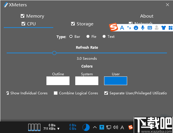 XMeters(任务栏信息显示工具)