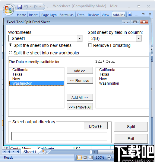 Split Worksheet(Excel拆分插件)