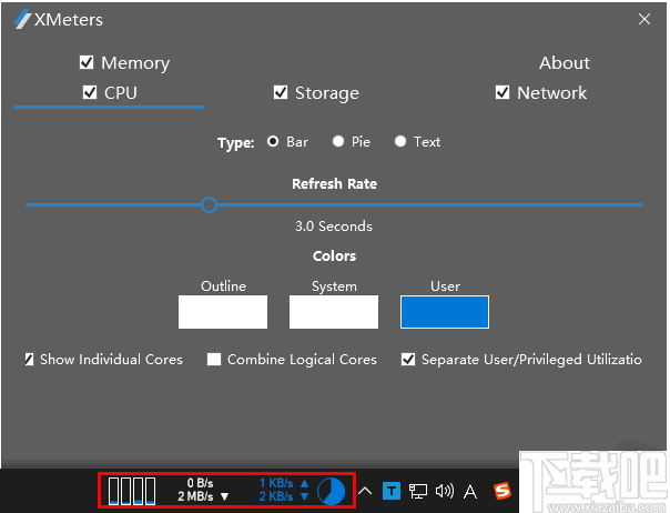 XMeters(任务栏信息显示工具)