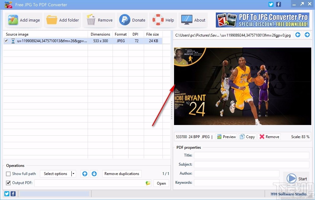 Free JPG To PDF Converter(免费JPG转PDF转换器)