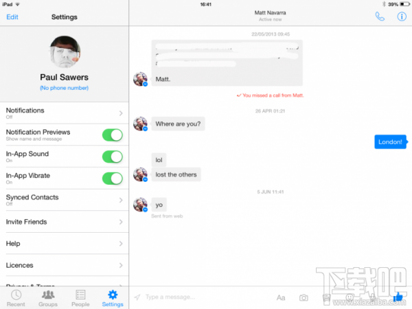 Facebook推出iPad版Facebook Messenger应用