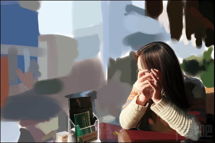 用Photoshop CC绘制在茶餐厅静静等待的美女