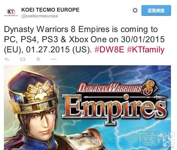 割草狂魔准备 《三国无双7:帝国》登陆PC