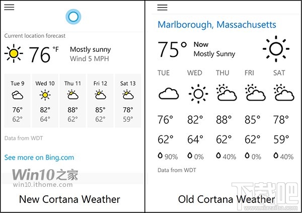 Win10小娜Cortana换上了新版彩色天气图标