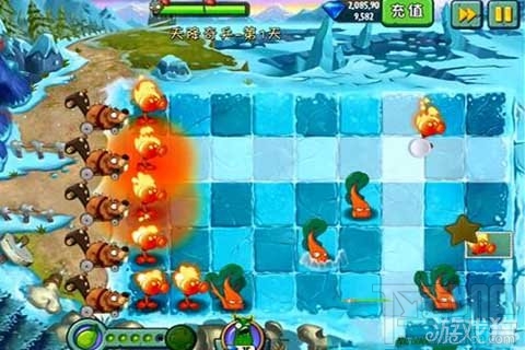 天降奇兵第1天攻略,植物大战僵尸2冰河世界天降奇兵第1天玩法介绍