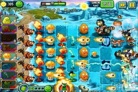 冰河世界第21天攻略,植物大战僵尸2冰河世界第21天图文技巧