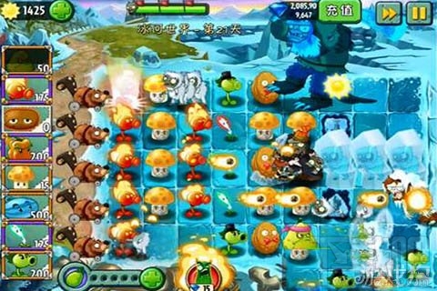 冰河世界第21天攻略,植物大战僵尸2冰河世界第21天图文技巧