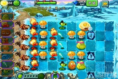 冰河世界第21天攻略,植物大战僵尸2冰河世界第21天图文技巧