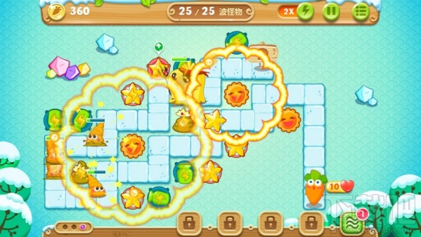 《保卫萝卜2：极地冒险》第六关图文攻略 极地冒险1宝石金萝卜教程