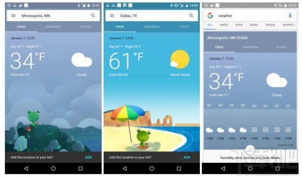 谷歌开始在Android系统中测试天气卡片