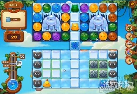 开心消消乐807关冰块消除遇到的阻碍