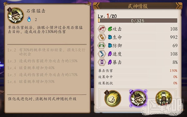 阴阳师手游式神独眼小僧技能属性介绍