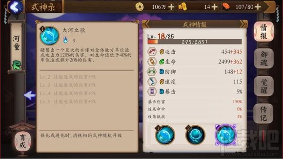 阴阳师手游式神河童技能属性介绍