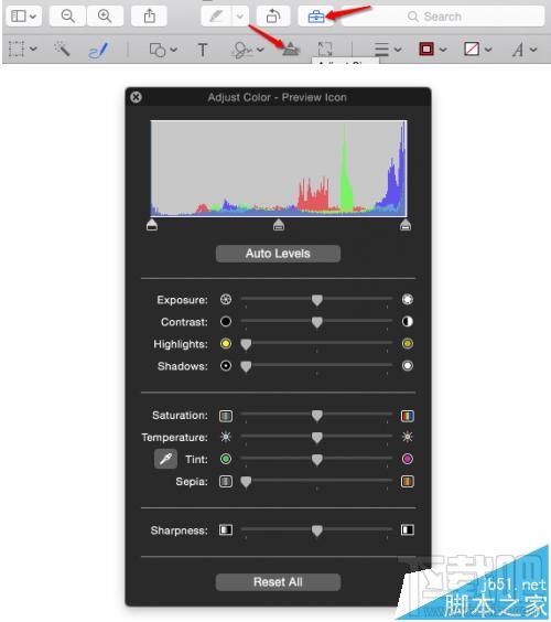 mac系统怎么修改预览图片颜色?