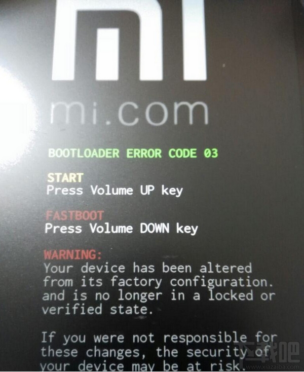 小米平板2刷机出现bootloader error code 03怎么回事?