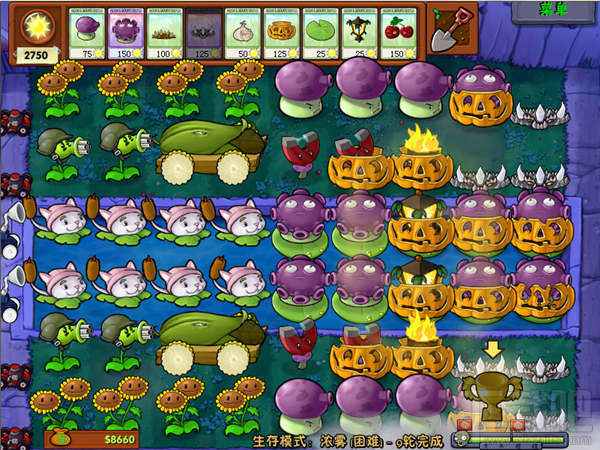 植物大战僵尸生存模式攻略 浓雾(困难)