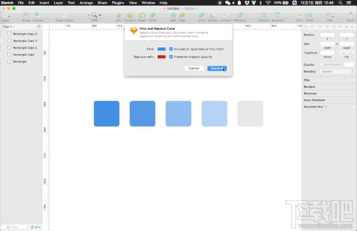 Sketch怎么保留替换前的透明度?