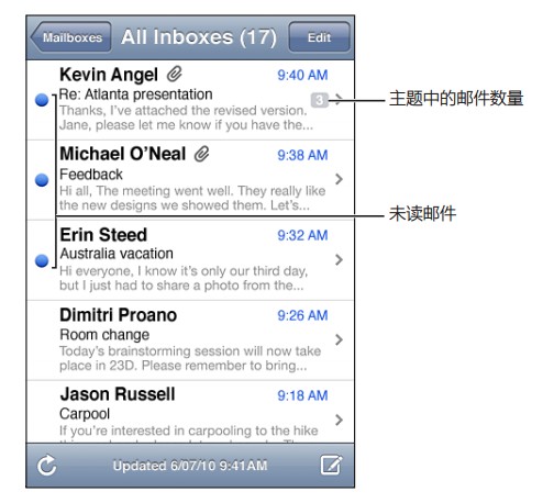 iPhone怎么接收发送邮件