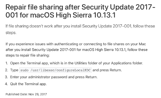 macOS文件共享认证失败怎么办？macOS文件共享认证失败解决方法