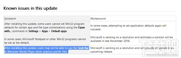 Win10 v1809又出新问题:Media Player进度条罢工